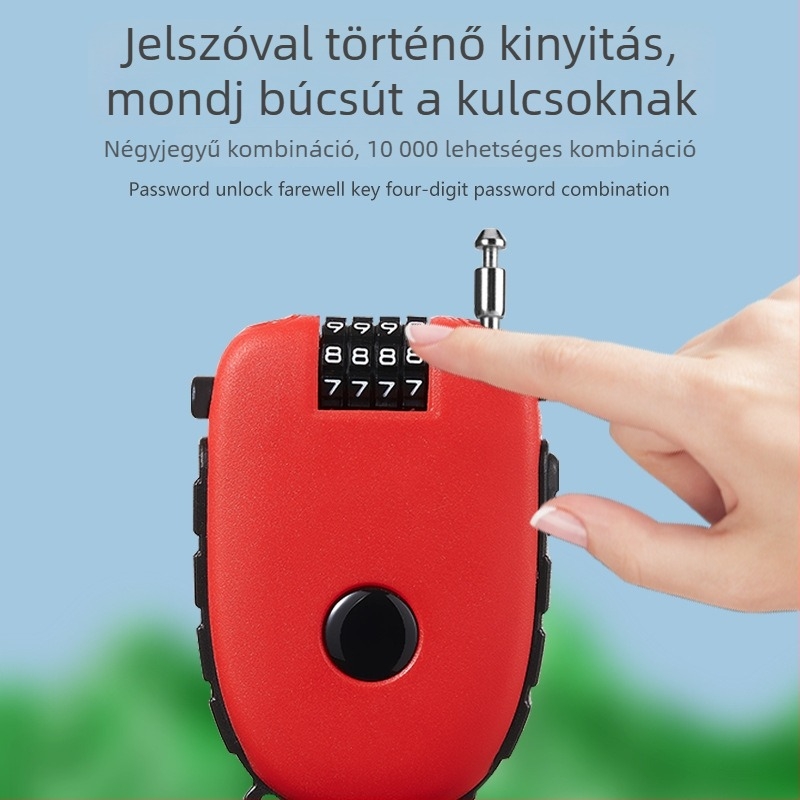 Sisakzár behúzható acélkábellel – ABS test, 1 mm rúd átmérő, Cow lock modell, géptípus, modern egyszerű stílus
