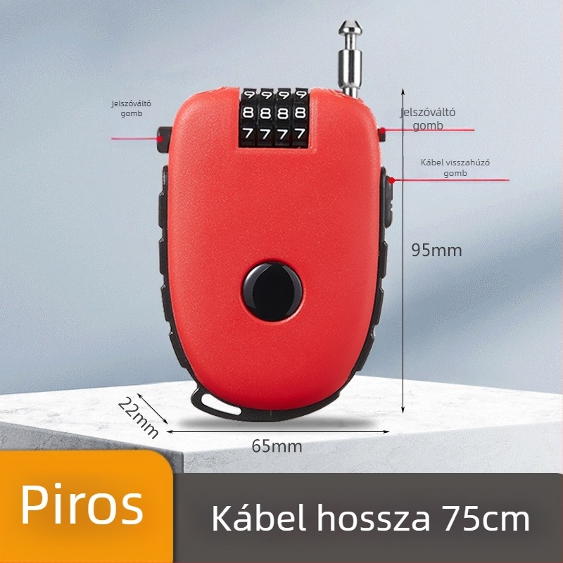 Sisakzár behúzható acélkábellel – ABS test, 1 mm rúd átmérő, Cow lock modell, géptípus, modern egyszerű stílus