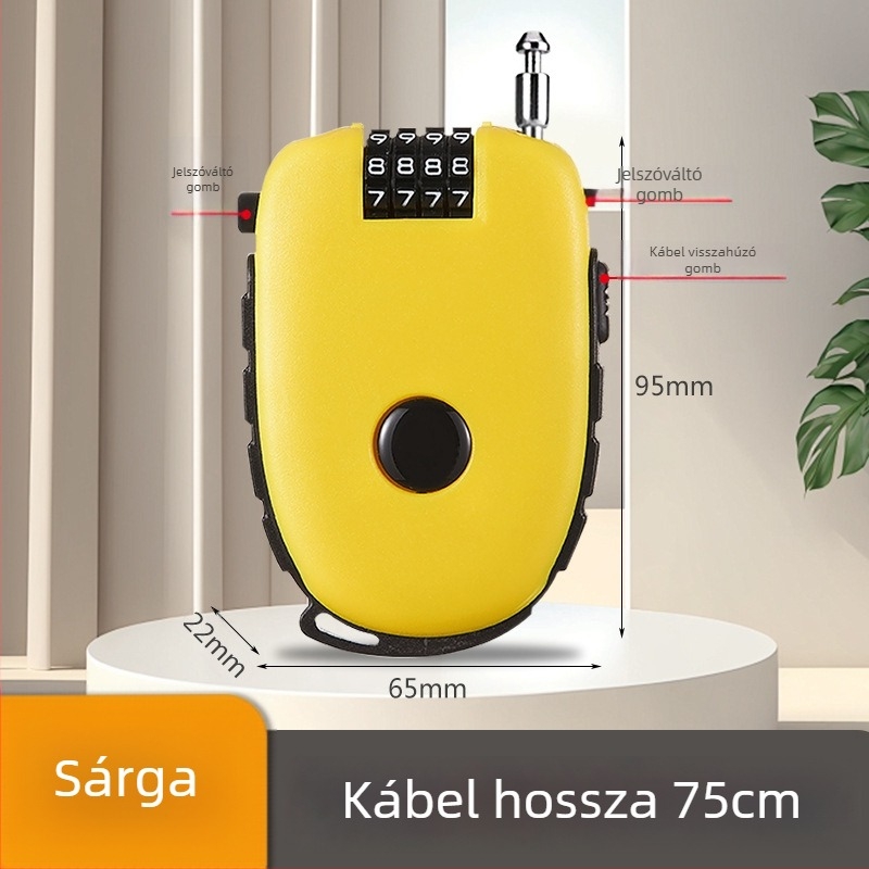 Sisakzár behúzható acélkábellel – ABS test, 1 mm rúd átmérő, Cow lock modell, géptípus, modern egyszerű stílus