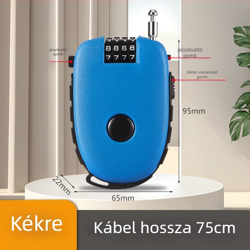 Sisakzár behúzható acélkábellel – ABS test, 1 mm rúd átmérő, Cow lock modell, géptípus, modern egyszerű stílus