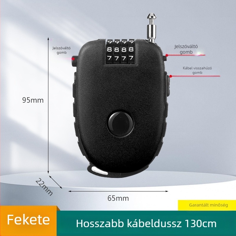 Sisakzár behúzható acélkábellel – ABS test, 1 mm rúd átmérő, Cow lock modell, géptípus, modern egyszerű stílus