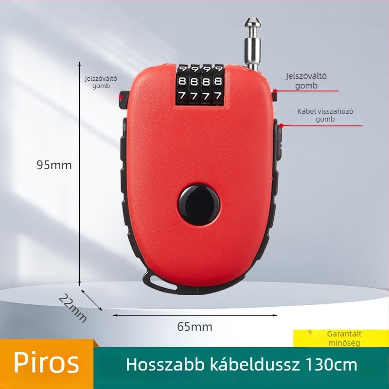 Sisakzár behúzható acélkábellel – ABS test, 1 mm rúd átmérő, Cow lock modell, géptípus, modern egyszerű stílus