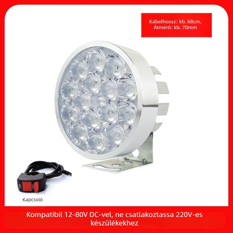 Motorkerékpár fényszóró izzó elektromos járművek és háromkerekűek számára, felújító spotlámpa, 1W, külső szerelés, izzócsere