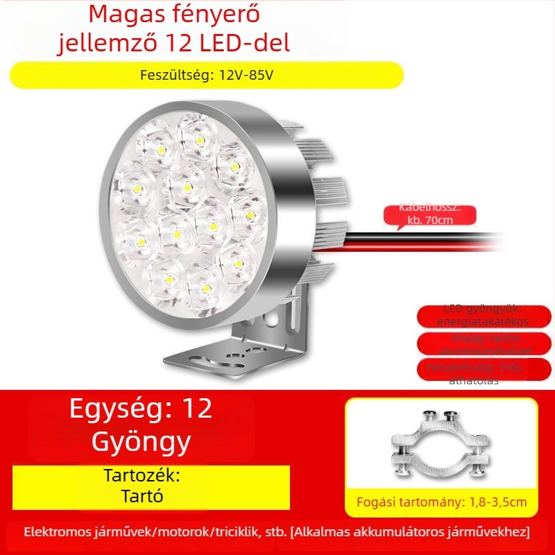 Motorkerékpár fényszóró izzó elektromos járművek és háromkerekűek számára, felújító spotlámpa, 1W, külső szerelés, izzócsere