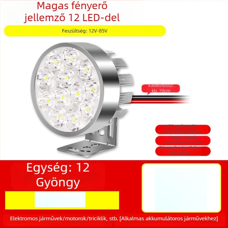 Motorkerékpár fényszóró izzó elektromos járművek és háromkerekűek számára, felújító spotlámpa, 1W, külső szerelés, izzócsere