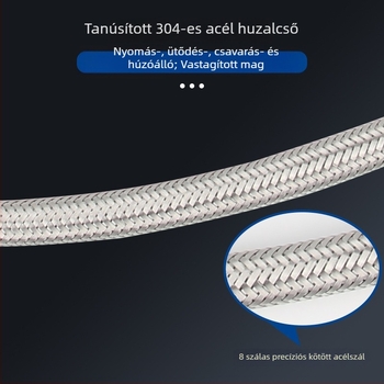 Bedi 304 rozsdamentes acél egyfejű kötegelt vízbevezető tömlő csaptelekhez, csavaros csatlakozás, 0-100°C