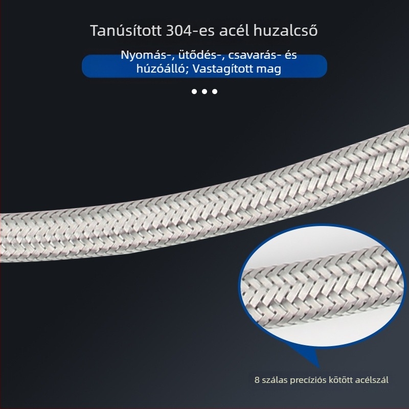 Bedi 304 rozsdamentes acél egyfejű kötegelt vízbevezető tömlő csaptelekhez, csavaros csatlakozás, 0-100°C