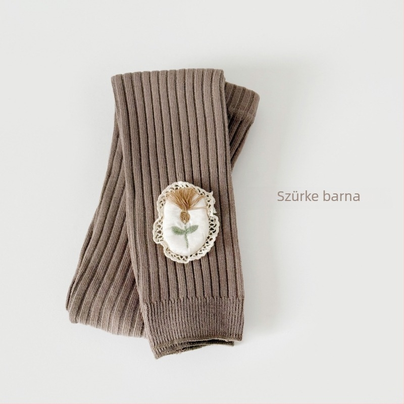 Lányoknak szóló leggings, tavasz–ősz, bokáig érő hossz, magas derekú, pamut, édes stílus
