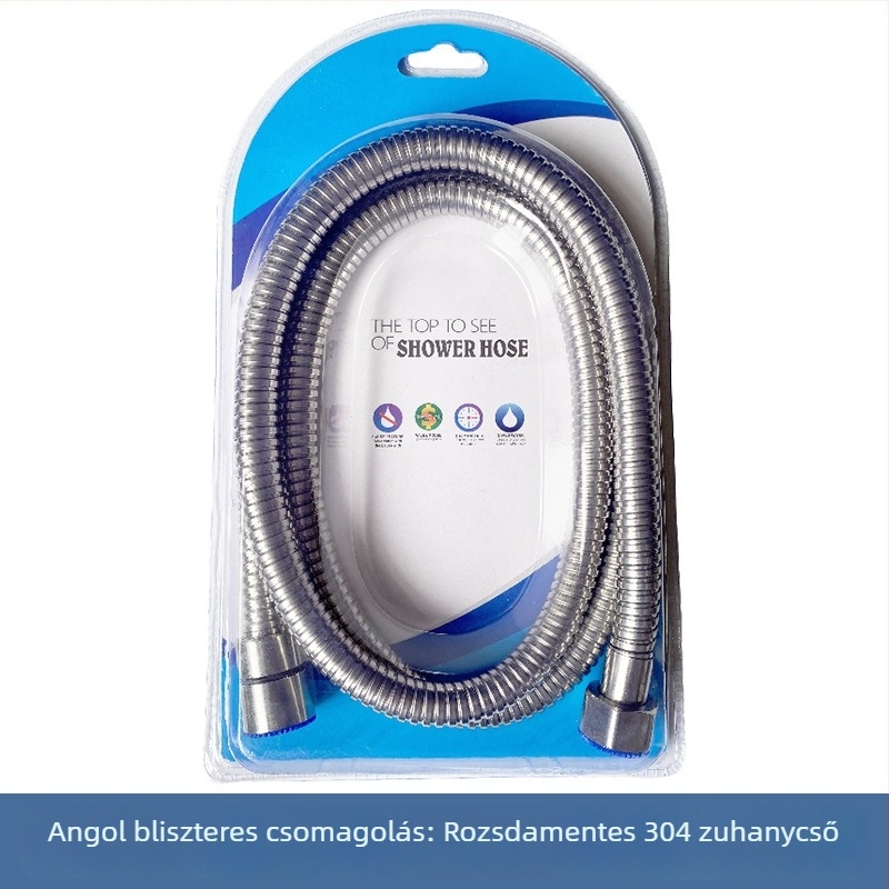 Rozsdamentes acél zuhanycső – megerősített, robusztus, hőálló, gyorskapcsoló, kézi szerelés (Nominális nyomás 1.6 MPa; Anyag: rozsdamentes acél; Csatlakozók: rozsdamentes acél)