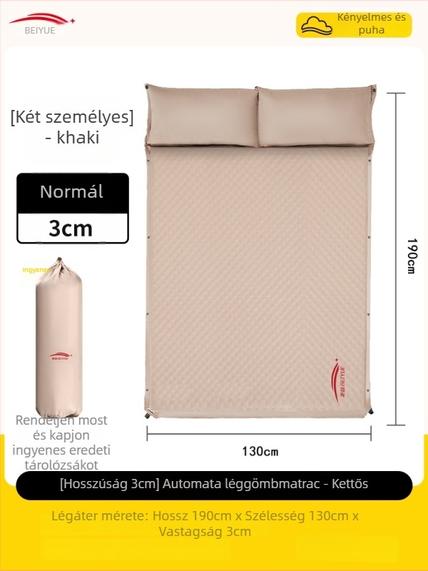 Automatikusan felfújható léggágy kültéri kempingezéshez – hordozható alvómatrac, padlóra alkalmas felülettel, kompozit szövetes