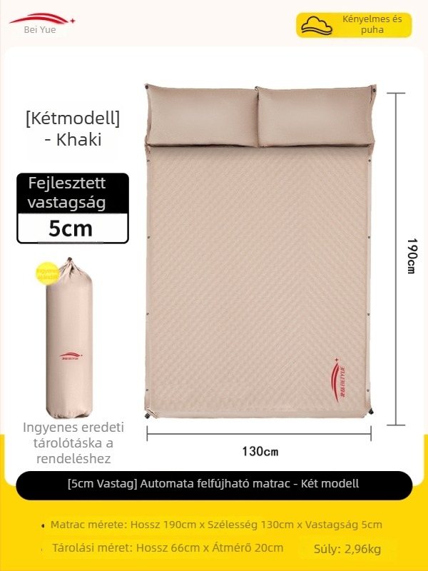 Automatikusan felfújható léggágy kültéri kempingezéshez – hordozható alvómatrac, padlóra alkalmas felülettel, kompozit szövetes