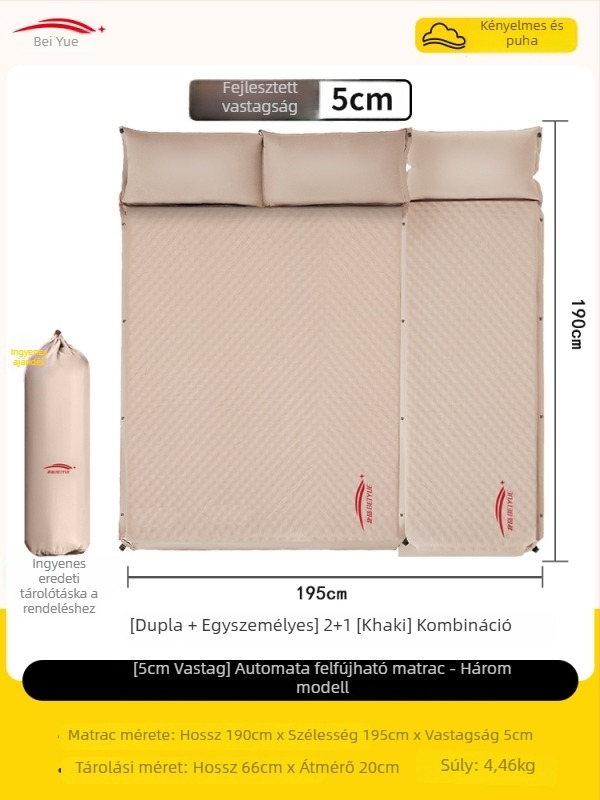 Automatikusan felfújható léggágy kültéri kempingezéshez – hordozható alvómatrac, padlóra alkalmas felülettel, kompozit szövetes