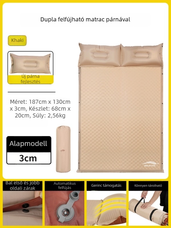 Automatikusan felfújható léggágy kültéri kempingezéshez – hordozható alvómatrac, padlóra alkalmas felülettel, kompozit szövetes