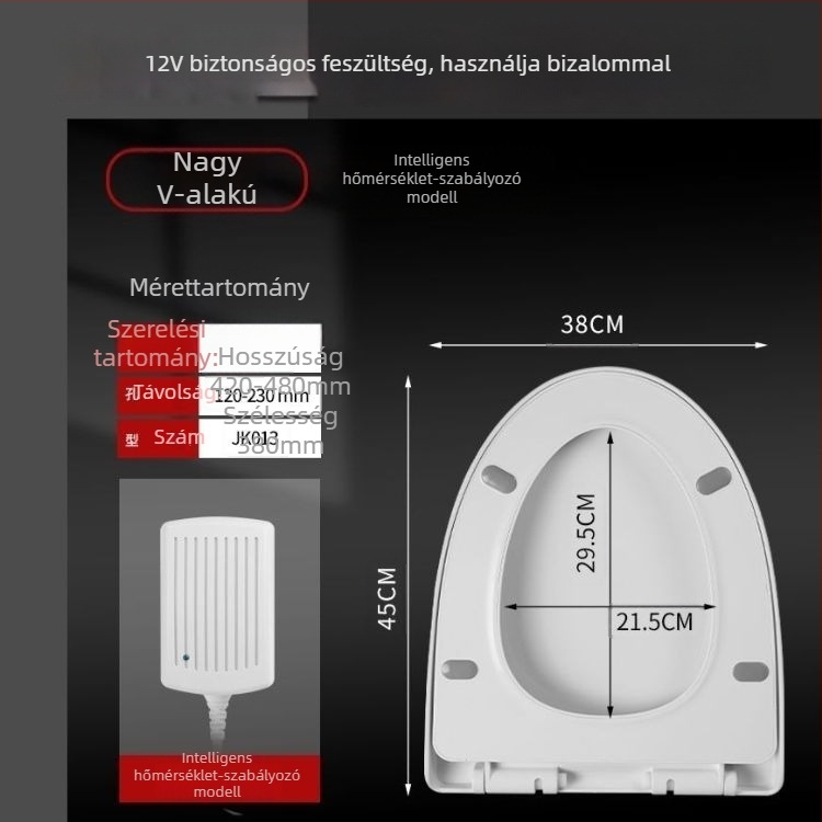 CE-tanúsítványú elektromos fűtésű vécéülés, hőmérséklet-szabályzás, UV-típus, azonnali fűtés, PP anyag