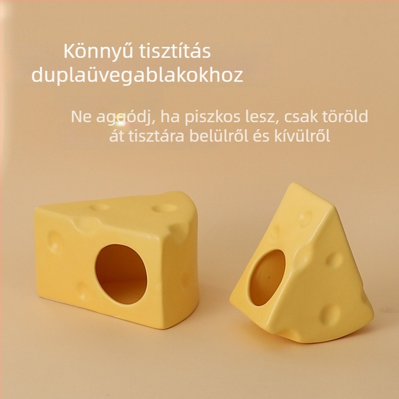 Sajtburger formájú kerámia hörcsögfészek nyári hűtésre, beltéri használatra (Anyag: Kerámia; Forma: Sajtburger; Évszak: Nyár; Stílus: Rajzfilm; Használat: Beltéri)