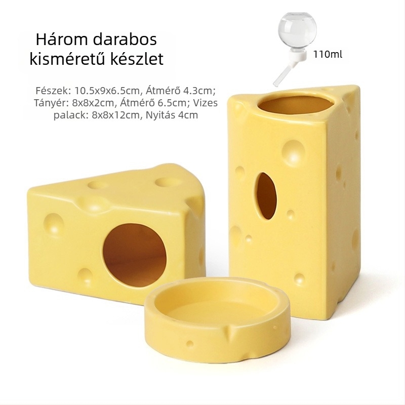 Sajtburger formájú kerámia hörcsögfészek nyári hűtésre, beltéri használatra (Anyag: Kerámia; Forma: Sajtburger; Évszak: Nyár; Stílus: Rajzfilm; Használat: Beltéri)