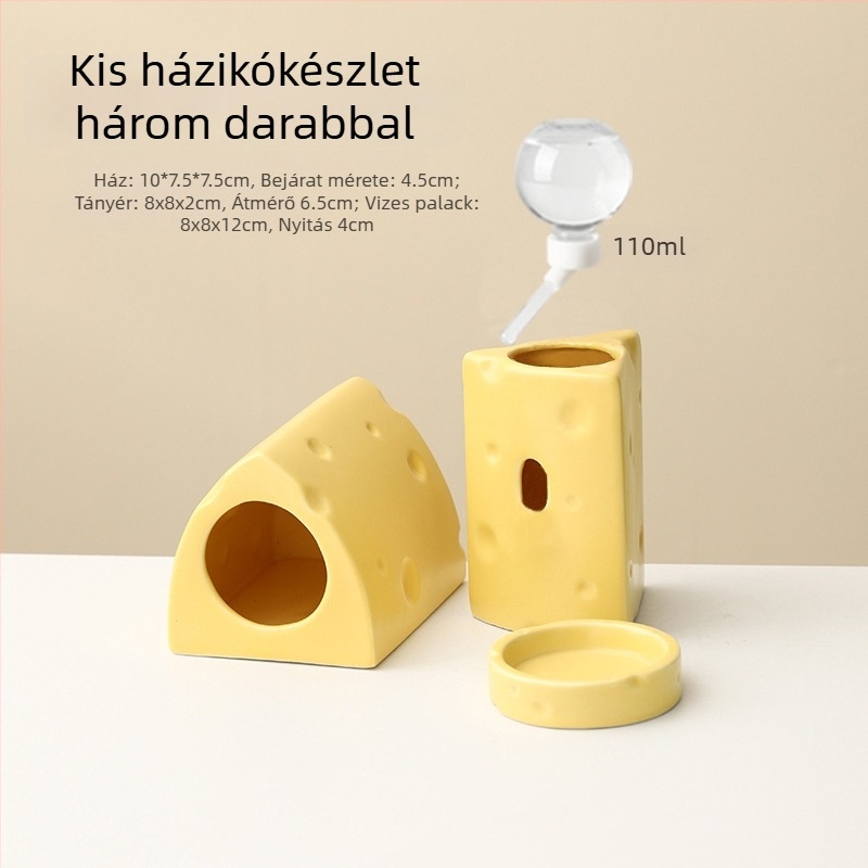 Sajtburger formájú kerámia hörcsögfészek nyári hűtésre, beltéri használatra (Anyag: Kerámia; Forma: Sajtburger; Évszak: Nyár; Stílus: Rajzfilm; Használat: Beltéri)