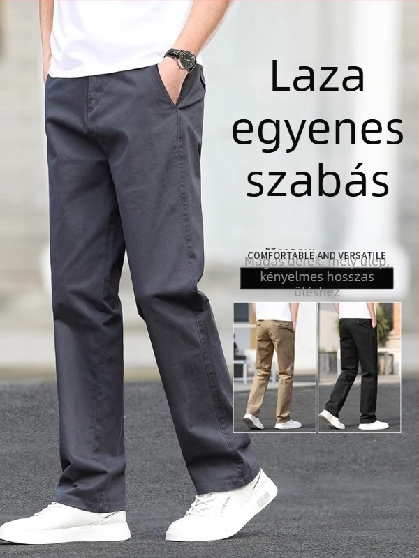 Férfiaknak egyenes szabású, laza casual nadrág, nagy méret, tavasz–ősz 2026