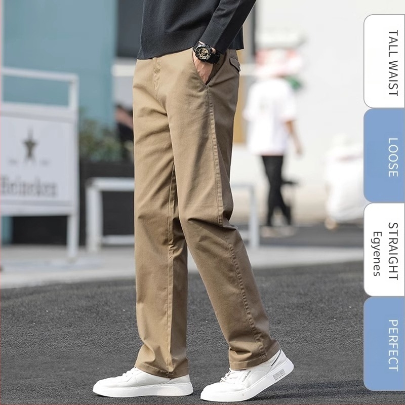 Férfiaknak egyenes szabású, laza casual nadrág, nagy méret, tavasz–ősz 2026