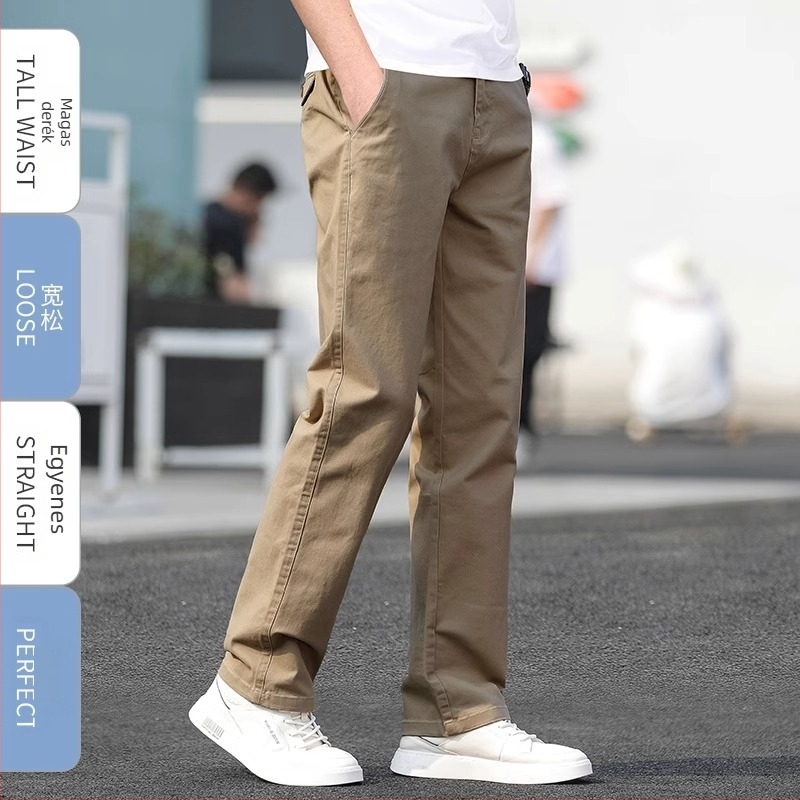 Férfiaknak egyenes szabású, laza casual nadrág, nagy méret, tavasz–ősz 2026