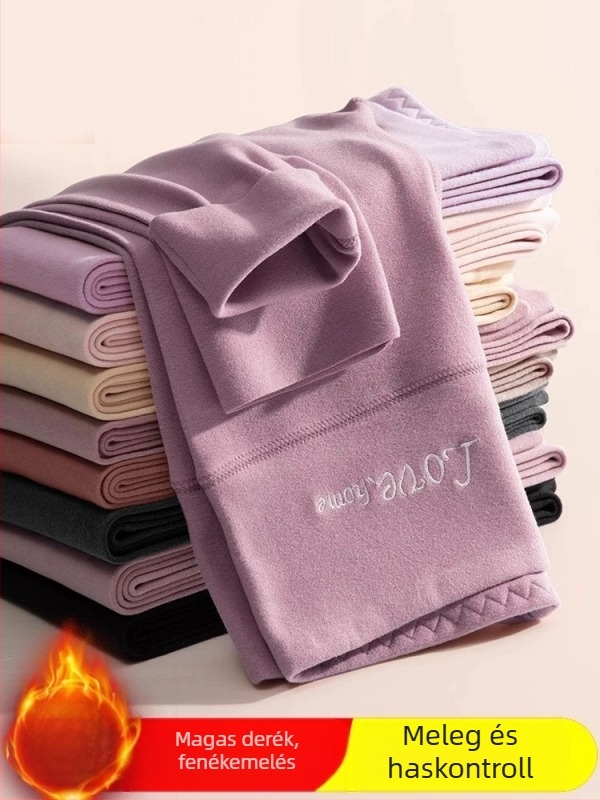 Női termos leggings, magas rugalmasság, varrat nélküli, karcsúsító fazon, bel- és kültéri viselésre ősz–télre, fleece béléssel, vastag, magas derekú