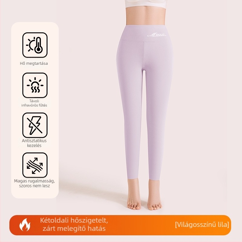 Női termos leggings, magas rugalmasság, varrat nélküli, karcsúsító fazon, bel- és kültéri viselésre ősz–télre, fleece béléssel, vastag, magas derekú