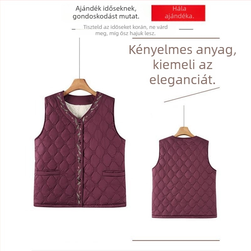 Pluszméretű női mellény őszi–téli szezonra, vastag Sherpa fleece, meleg