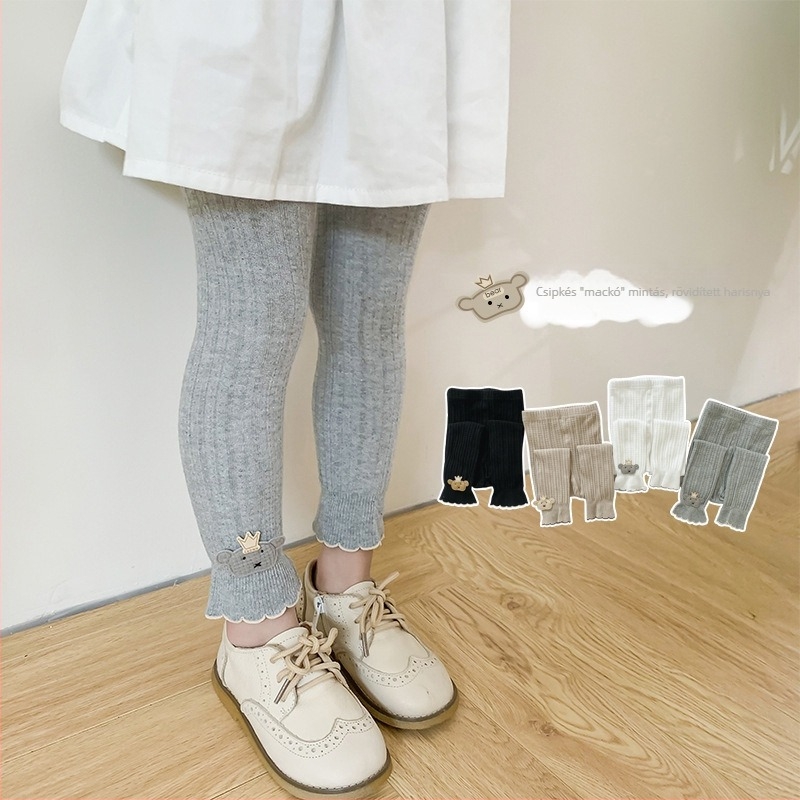 Lányoknak szóló pamut leggings, tavasz–ősz, magas derék, 3–5 éveseknek
