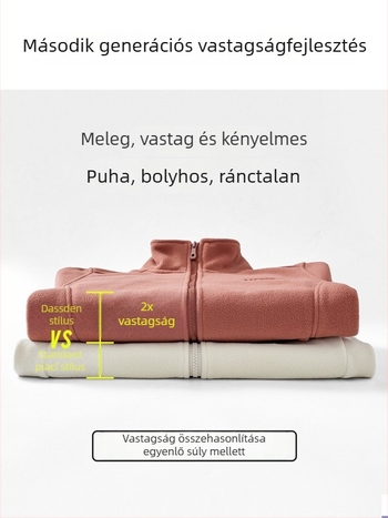 Uniszex polárkabát vastag béléssel, meleg kültéri kardigán őszre és télre