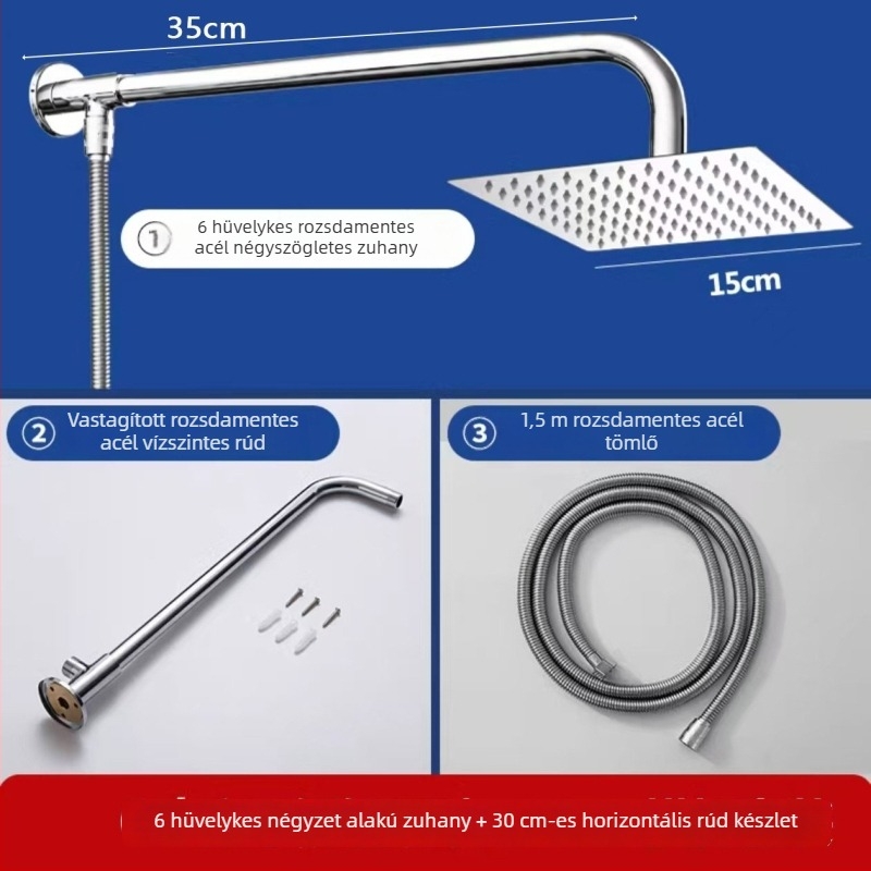 Rozsdamentes acél zuhanykészlet | eső funkció | G1/2 csatlakozás | krómozott permetező felület | modern minimalist stílus