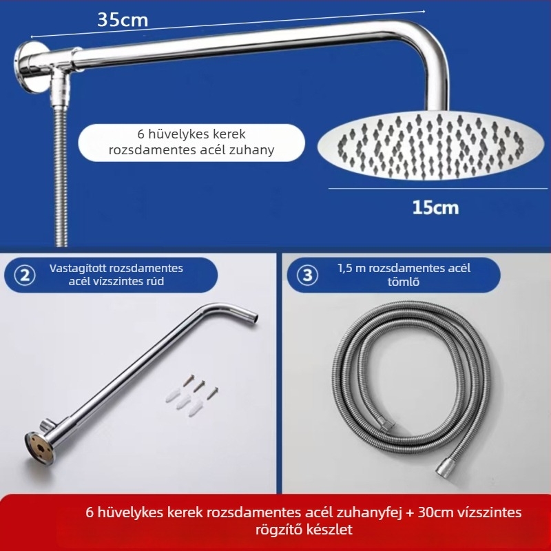 Rozsdamentes acél zuhanykészlet | eső funkció | G1/2 csatlakozás | krómozott permetező felület | modern minimalist stílus