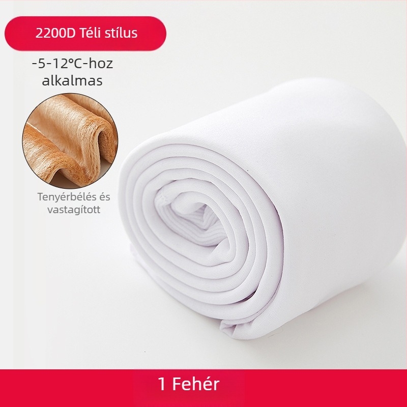 Gyerekeknek szóló táncos harisnyanadrág ősz–tél velúr béléssel, csúszásmentes, anti-pilling, fehér nylon