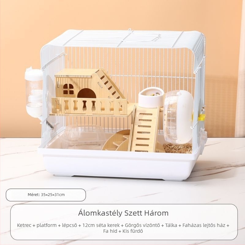 Hörcsög ketrec – luxus kis ház, műanyag, harapásbiztos, alap készlet