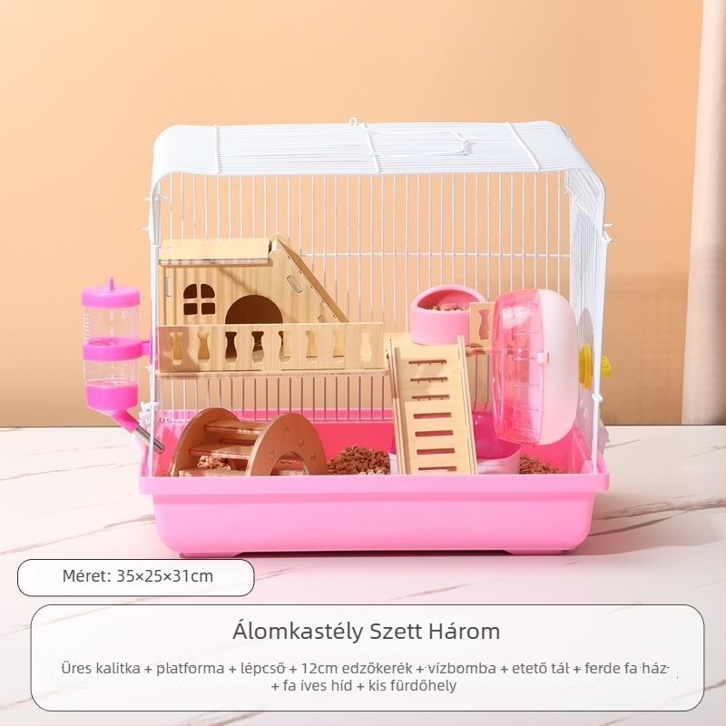 Hörcsög ketrec – luxus kis ház, műanyag, harapásbiztos, alap készlet