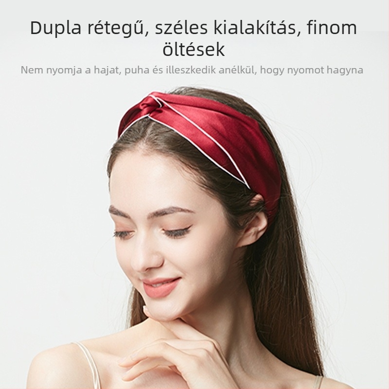 19 mm-es selyem kettős rétegű hajpánt nőknek, 100% mulberry selyem, hajkiegészítő, fejfedő arcmosáshoz