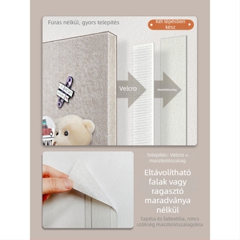 Filc falitábla akasztókkal és parafa táblával — 2 rész, geometriai mintázat, 3D dekoratív falikép