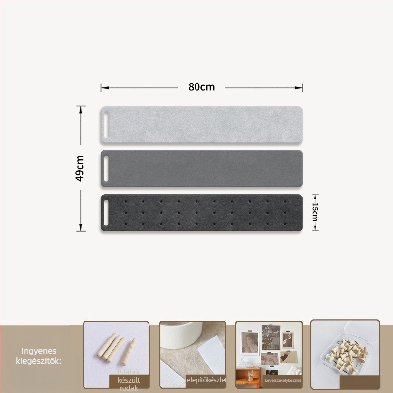 Filc falitábla akasztókkal és parafa táblával — 2 rész, geometriai mintázat, 3D dekoratív falikép