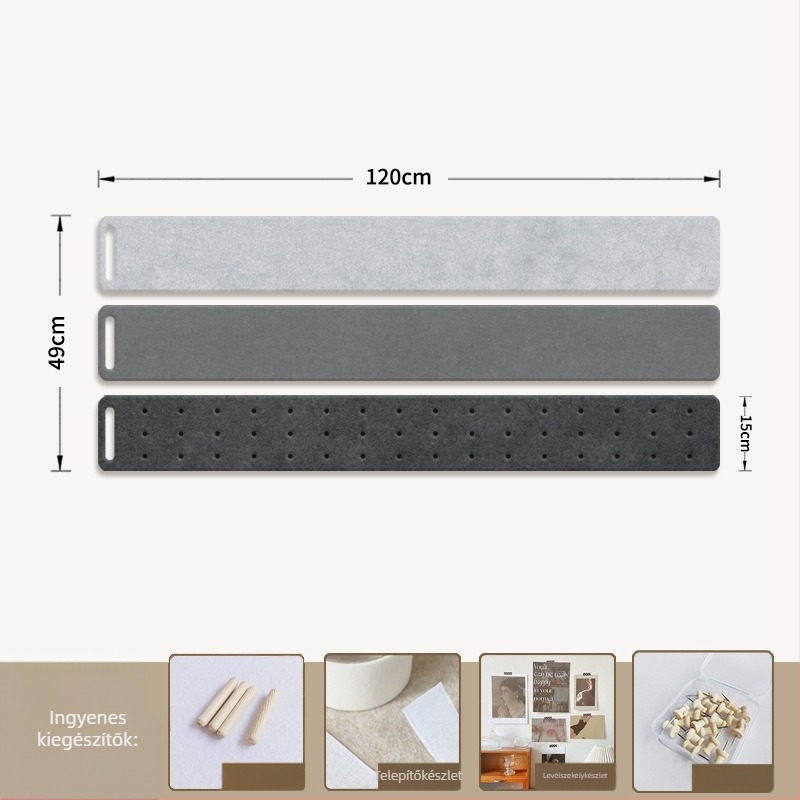 Filc falitábla akasztókkal és parafa táblával — 2 rész, geometriai mintázat, 3D dekoratív falikép