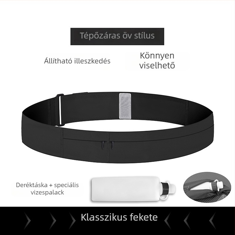 Futáshoz és kültéri sportokhoz tervezett deréköv telefontartóval és vízpalackkal, vízálló, uniszex