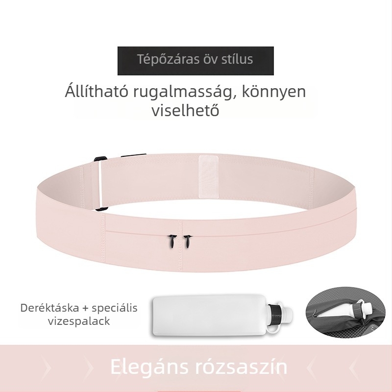 Futáshoz és kültéri sportokhoz tervezett deréköv telefontartóval és vízpalackkal, vízálló, uniszex