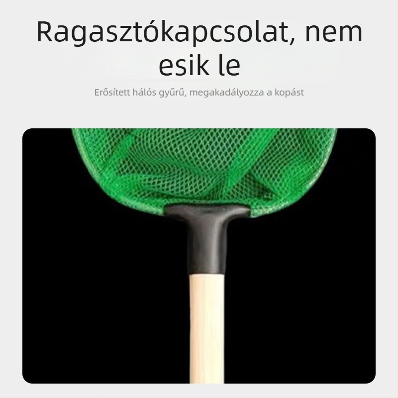 Vasból készült akváriumi háló tömörfa nyéllel