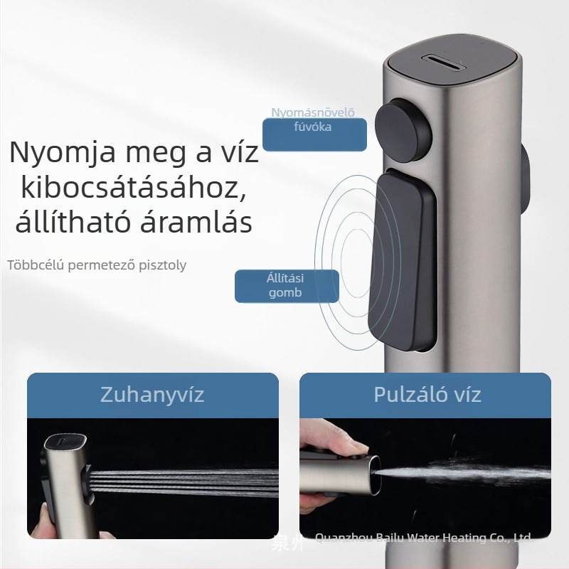 Kétsebességű zuhanyspray a fürdőszobába – ABS ház, elektroplakált felület, modell BL-1106, automatikus vízfeltöltés, esőfúvás