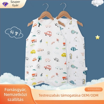 Hálózsák babáknak és gyerekeknek, mesés mintázat, mellény-stílus, egész éves használatra (Anyag: 100% pamut; Belső anyag: 100% pamut; Töltet: 100% pamut)