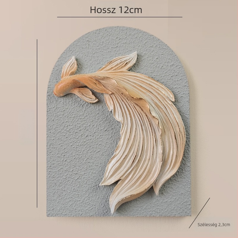 3D dekoratív falmatrica – 1 darab, gyanta + fa panel, növények és virágok motívum, modern minimalist stílus, háromdimenziós kialakítás