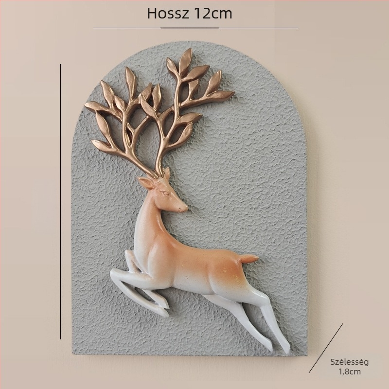 3D dekoratív falmatrica – 1 darab, gyanta + fa panel, növények és virágok motívum, modern minimalist stílus, háromdimenziós kialakítás