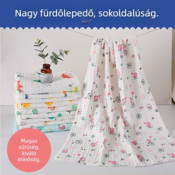 Baba fürdőlepedő, 100% pamut, 6 rétegű újszülött takaró, állatmintás törölköző