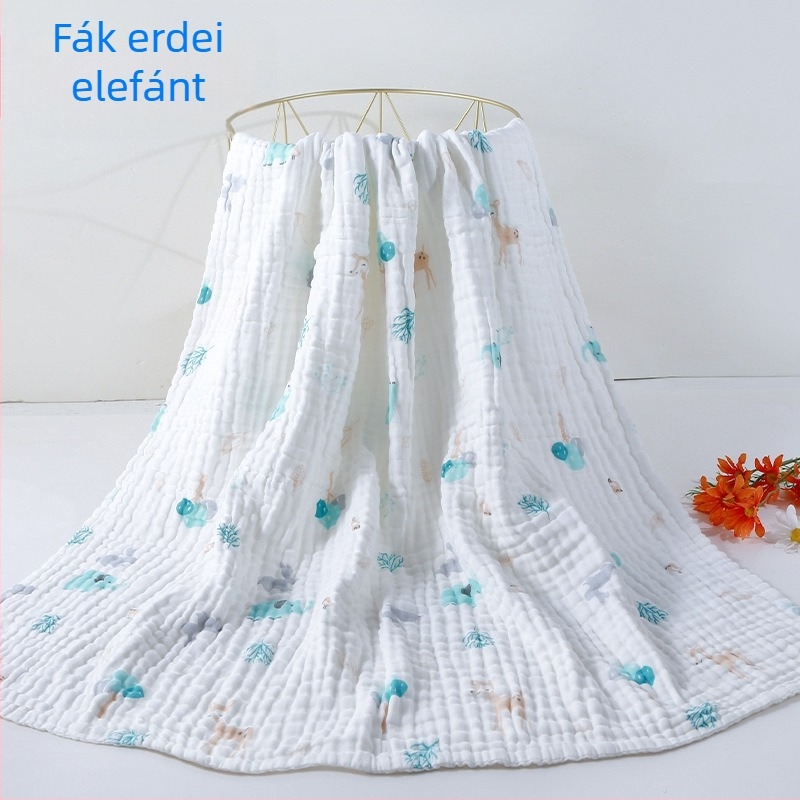 Baba fürdőlepedő, 100% pamut, 6 rétegű újszülött takaró, állatmintás törölköző