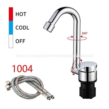 Konyhai összecsukható csaptelep kerámiakorongos szelep, réz test, falra szerelhető, 0–90°C, 0.6–1.0 MPa