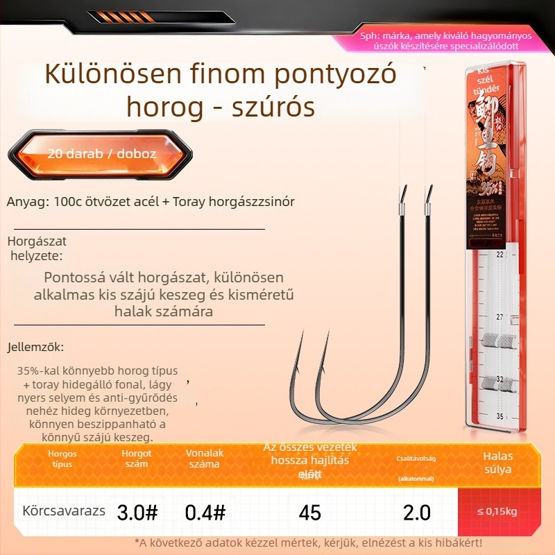 Little Fengxian Két Kampós Horog Vékony Zsinórral, Folyóvízi Horgászathoz, 20 Pár Dobozban