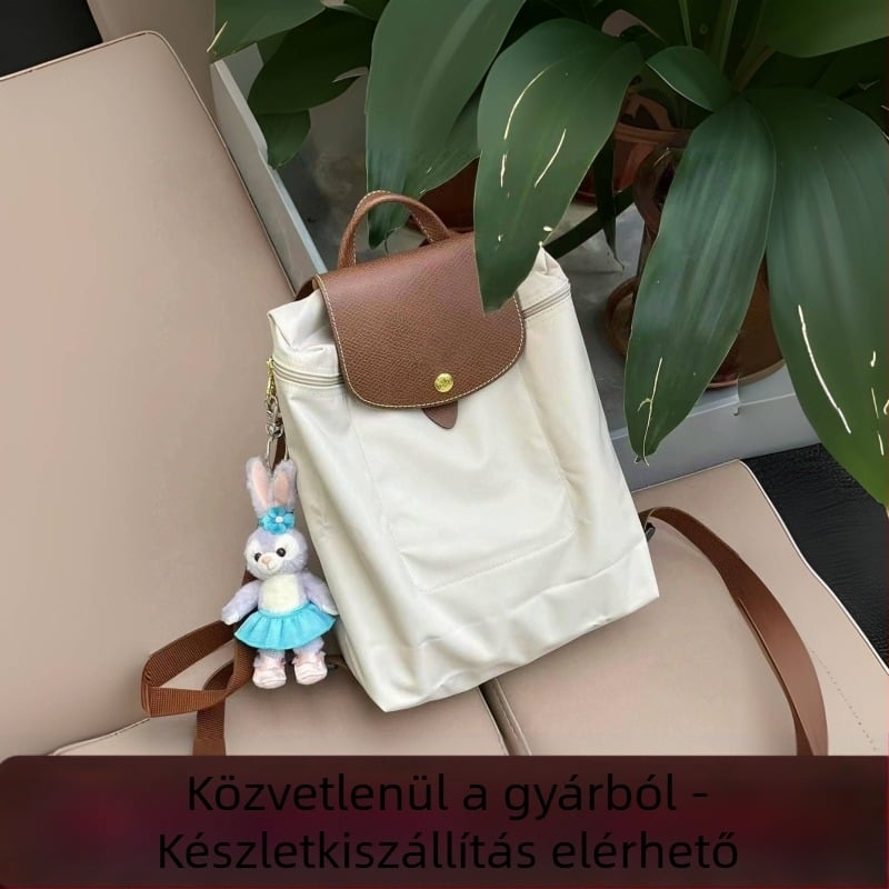 Unisex nylon hátizsák cipzáras zárással, nagy kapacitású, belső zsebek a telefonhoz és azonosítóhoz.